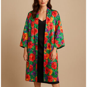 Victoria's Secret Womens Robe Large Gold Label VTG Romantic Floral Glam Y2K 90s